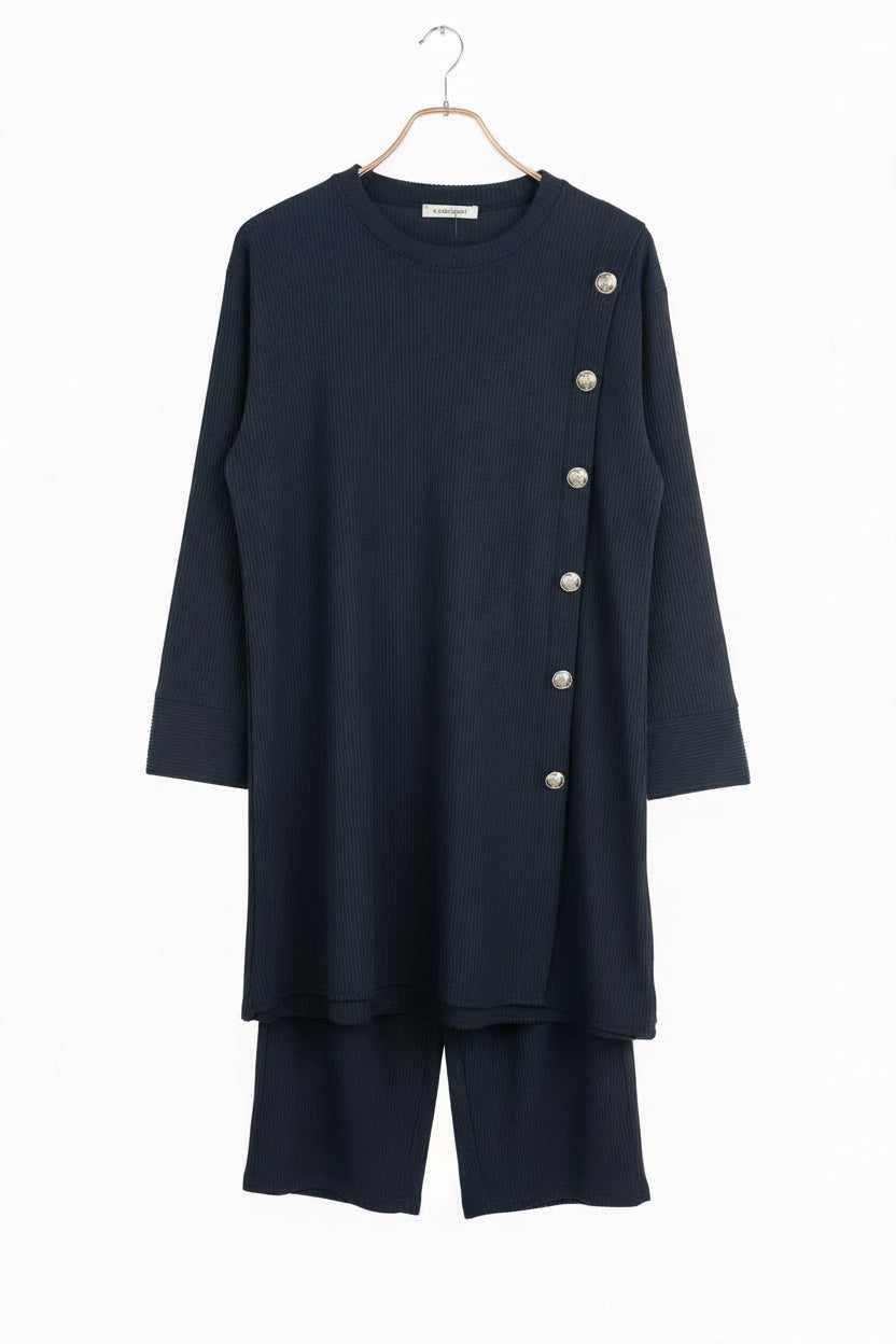 Side Button winter Ribbed Coords