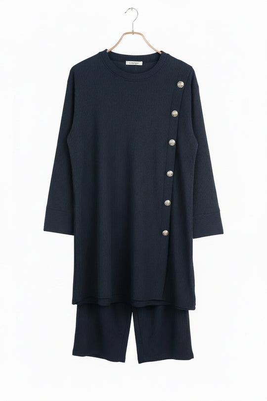 Side Button winter Ribbed Coords