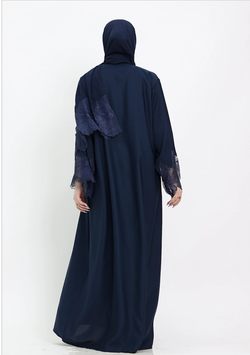 Lace Nida Abaya set in Navy
