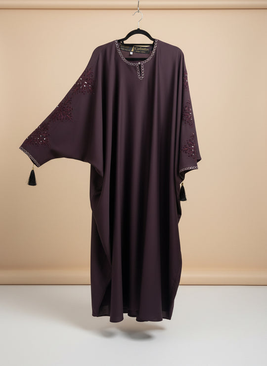 Embroidered Cutwork Batwing Abaya