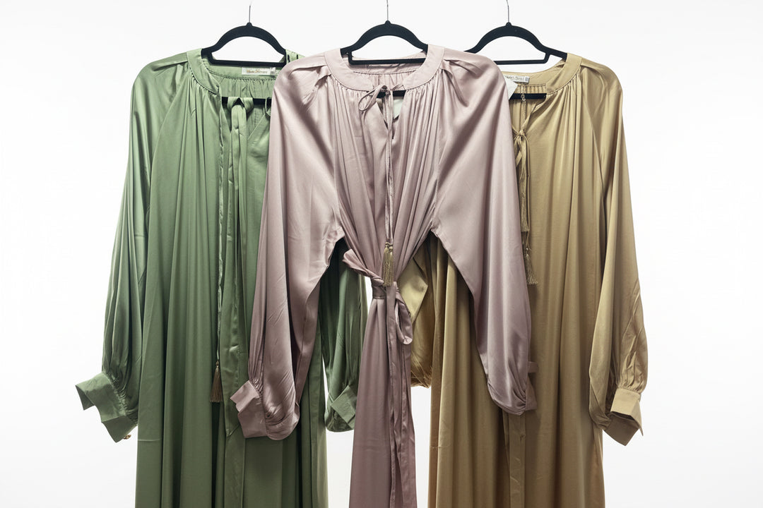 Premium Satin balloon sleeve Belt Dress