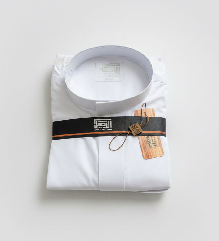 NEW Al Aseel Thobe/ Jubbah with Hidden Zip - WHITE AHZ2