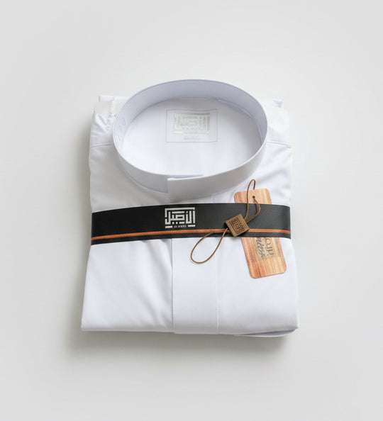 NEW Al Aseel Thobe/ Jubbah with Hidden Zip - WHITE AHZ2