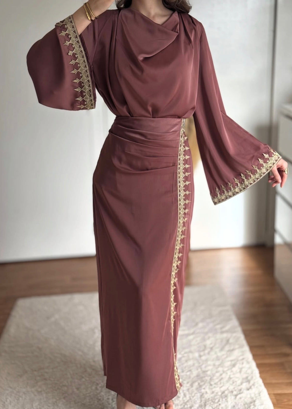 Embellished Satin Skirt and Top Sets