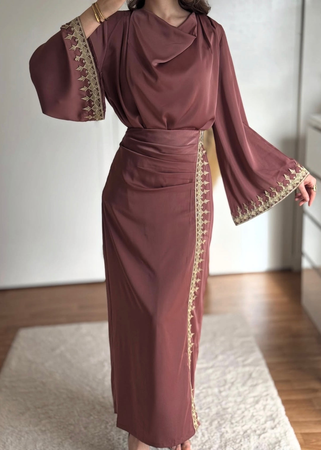 Embellished Satin Skirt and Top Sets