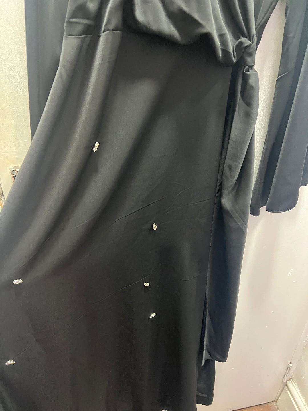 Crystal Gem Maxi Modest Dress - Black