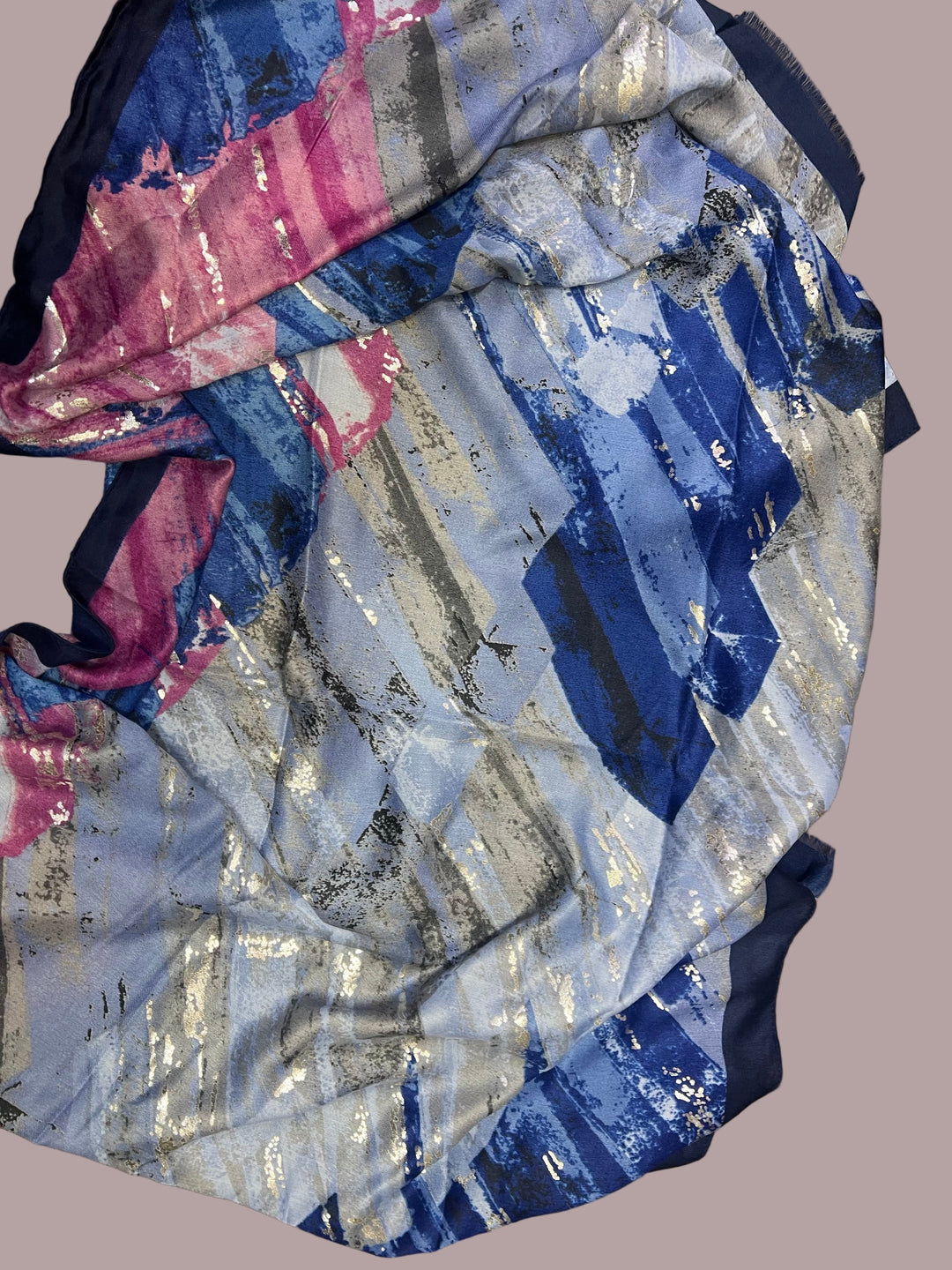 Printed Large Bordered Shawls / Scarves/ Wrap with Gold & silver