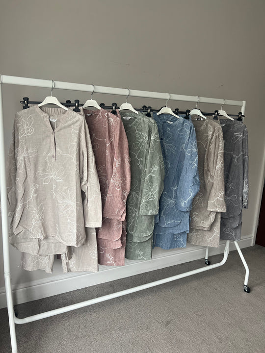 Linen Look Button Pastel Coords set