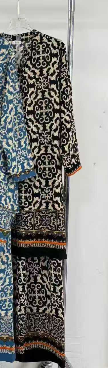 Full printed Bordered Long Line Coord