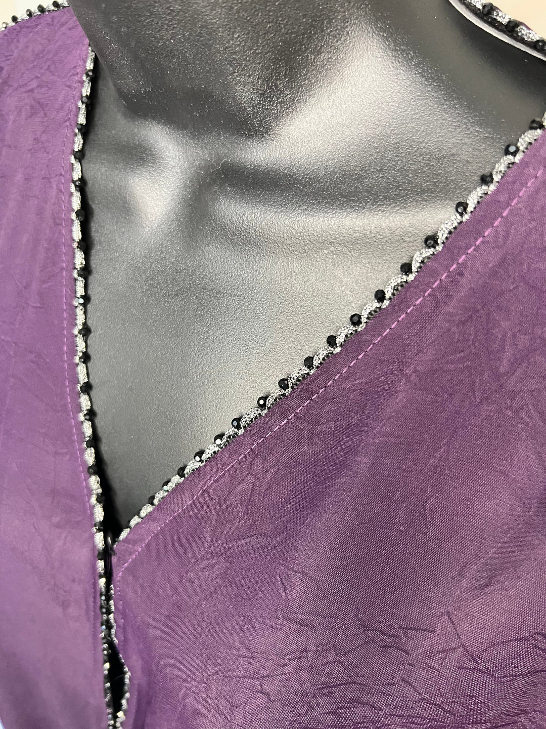 Beaded Trimmed Batwing Abaya in Aubergine shade 24