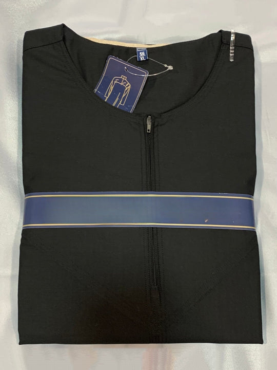 Cotton Rich Zip Thobe/ Jubba - Black