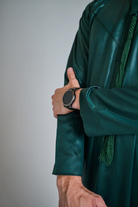 Emirati shiny Thobe Emerald Green