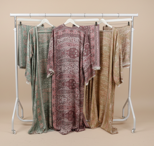 Cashmere Pashmina Abaya Sets with Large Pashmina Shawls