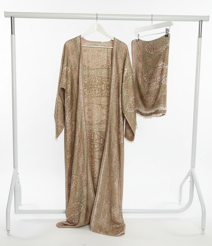 Cashmere Pashmina Abaya Sets with Large Pashmina Shawls