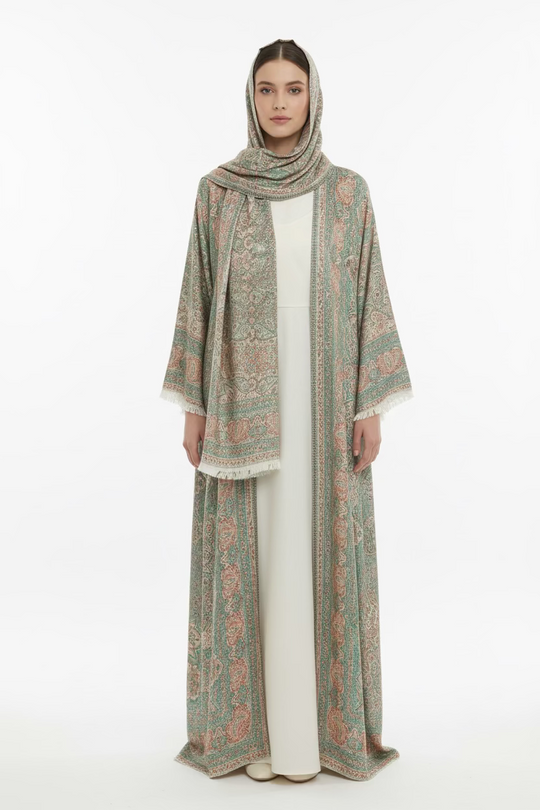 Cashmere Pashmina Abaya Sets with Large Pashmina Shawls