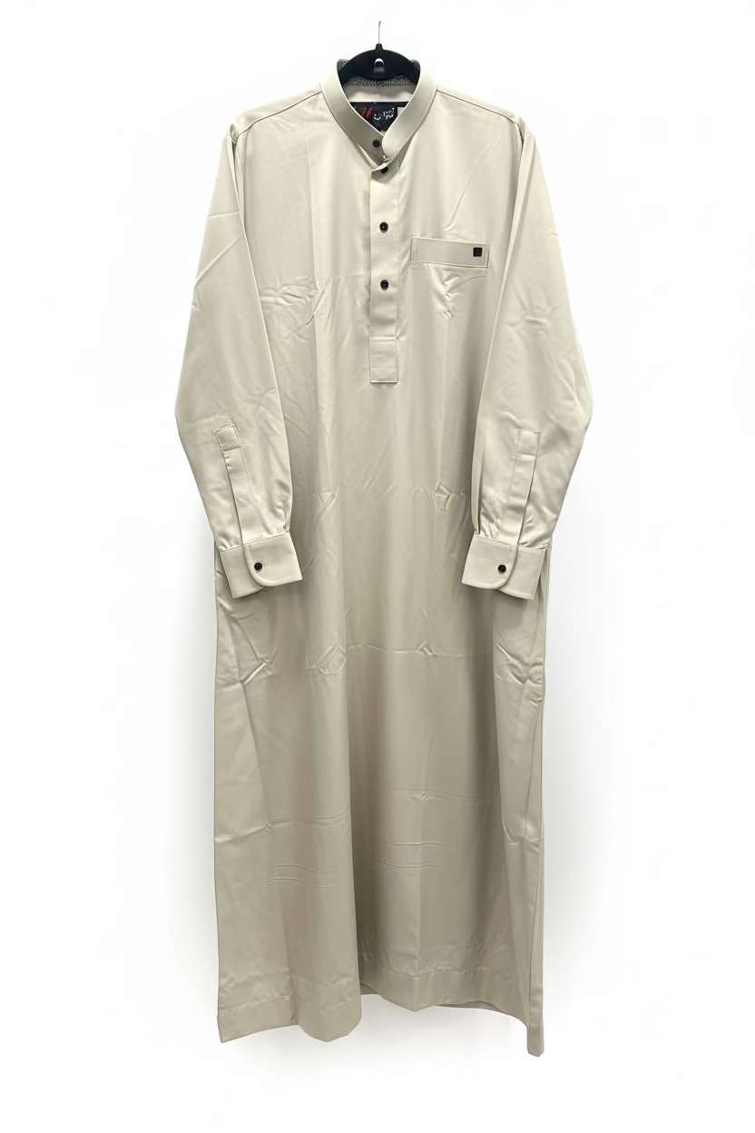 Check print Collar Men’s Thobe/ Jubbah in Black or Beige