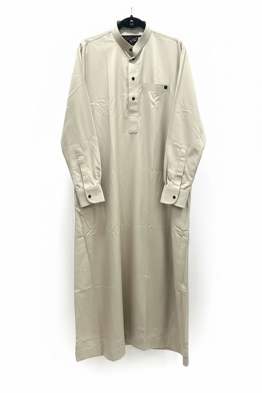 Check print Collar Men’s Thobe/ Jubbah in Black or Beige
