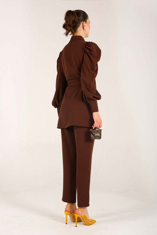 Puffed sleeves Coords sets - Brown