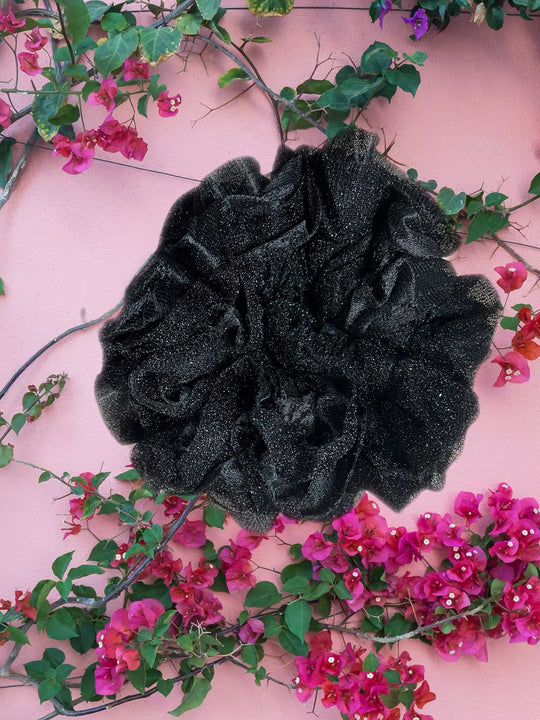 Elasticated Large Netted Scrunchies in Black
