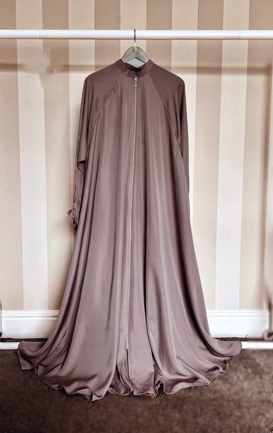 Full Zip Nida Umbrella Abaya - Mink
