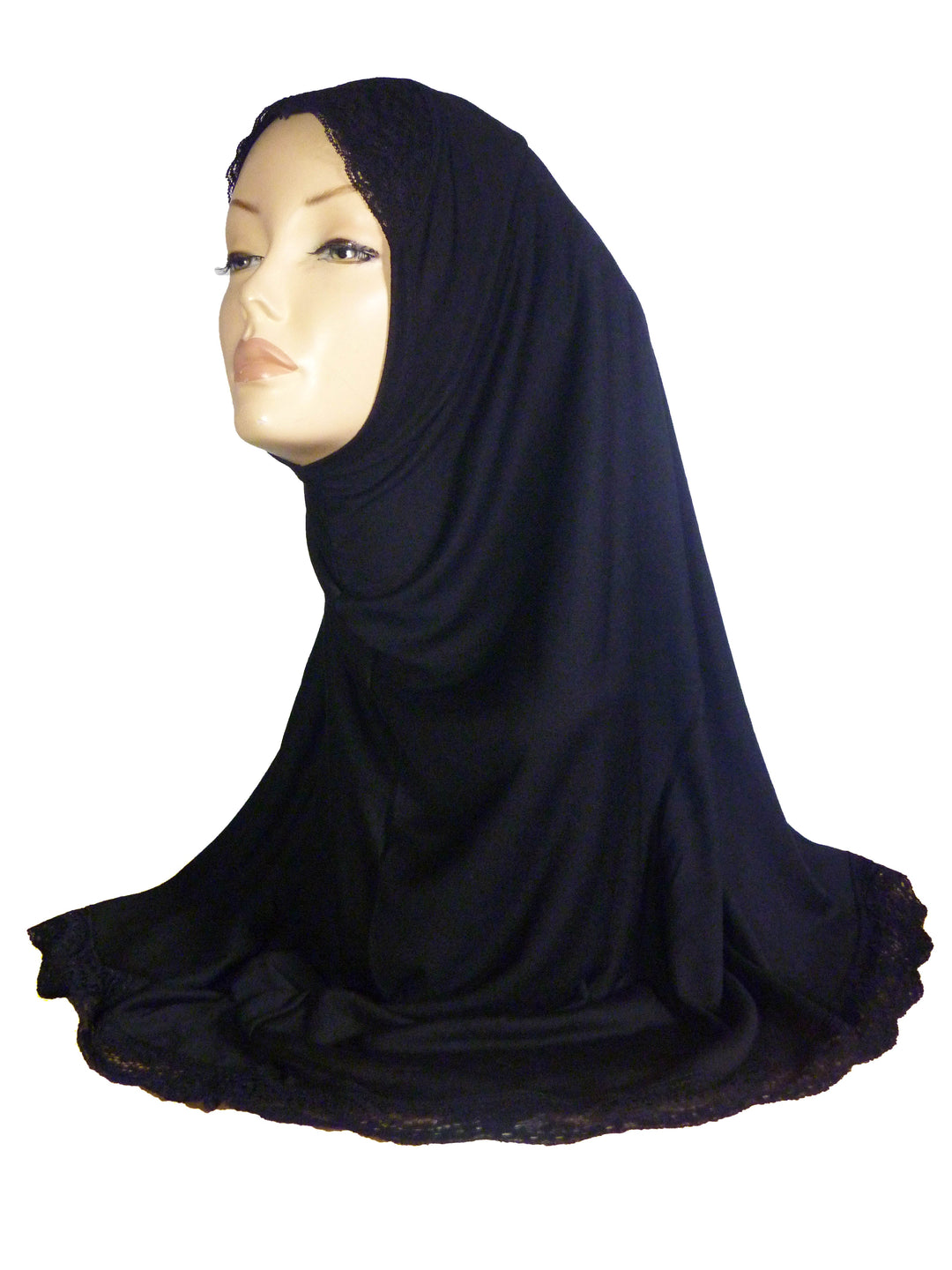 DELUXE LACE EDGED HIJAB AA1 - BLACK