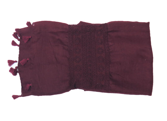 Lace and Tassel Hijab/Scarf- ES1019- Burgundy