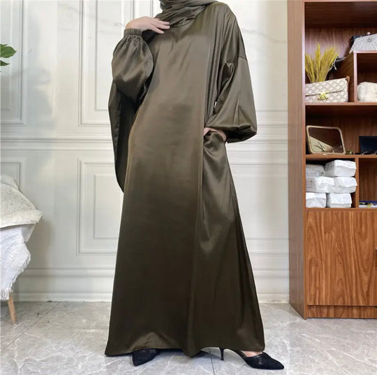 Satin Abaya with attached Hijab/ Scarf - Variety