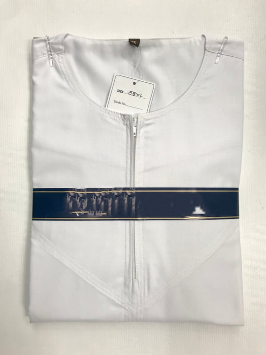 Ayaan Cotton Rich Zip Thobe/ Jubba - White