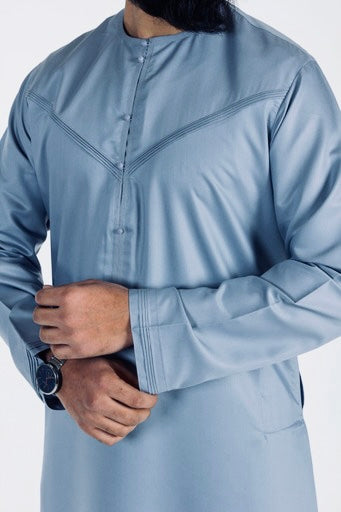 Pleated Al Aniq Thobe/Jubbah - Powder Blue