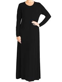 Essential Plain Jersey Abaya - BLACK