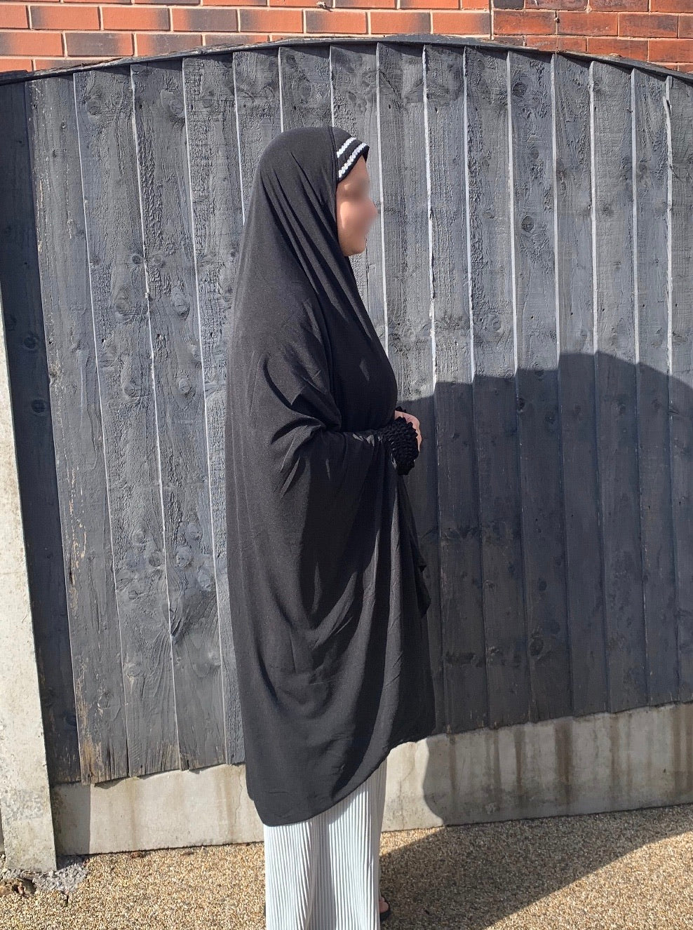 Large Burkha / Khimar with cuffs   7XL BLACK Lycra