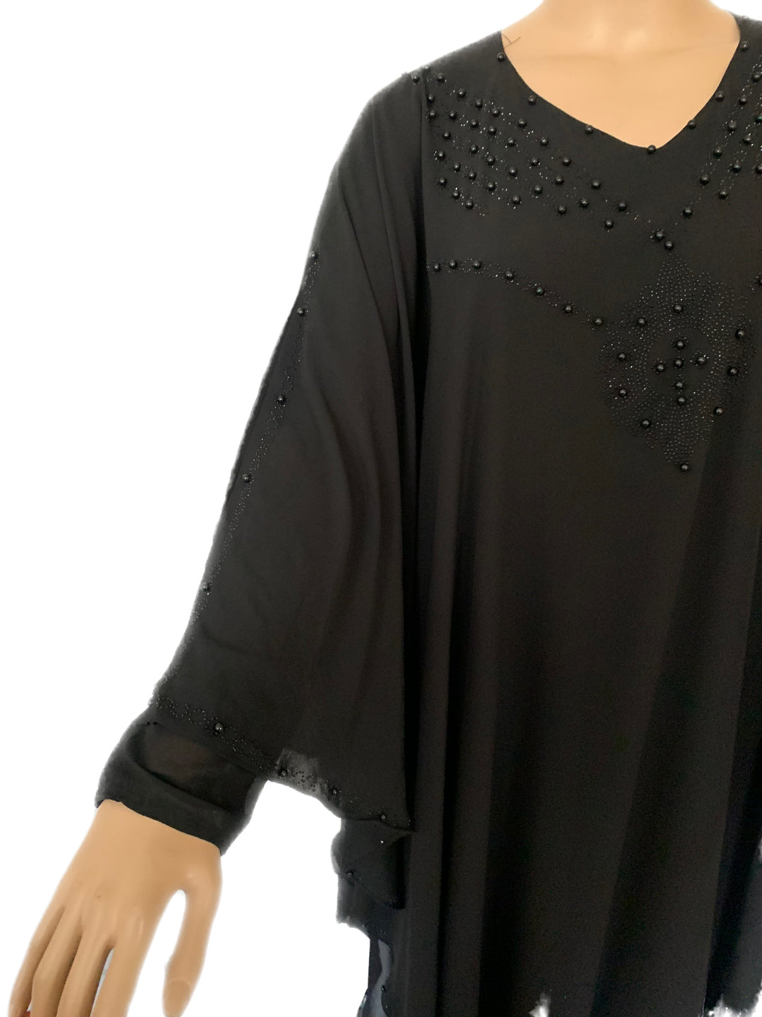 Farasha Beaded Cape Abaya TK- Black
