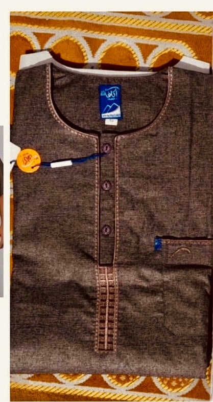 Ikaf Half Sleeve Thobe/ Jubbah - Dark Brown