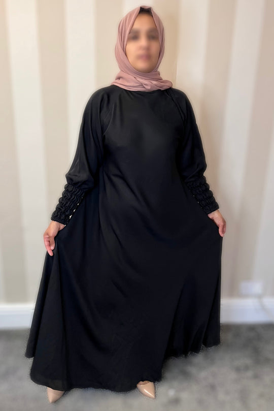 Side zip Nida Umbrella Abaya- Black TK