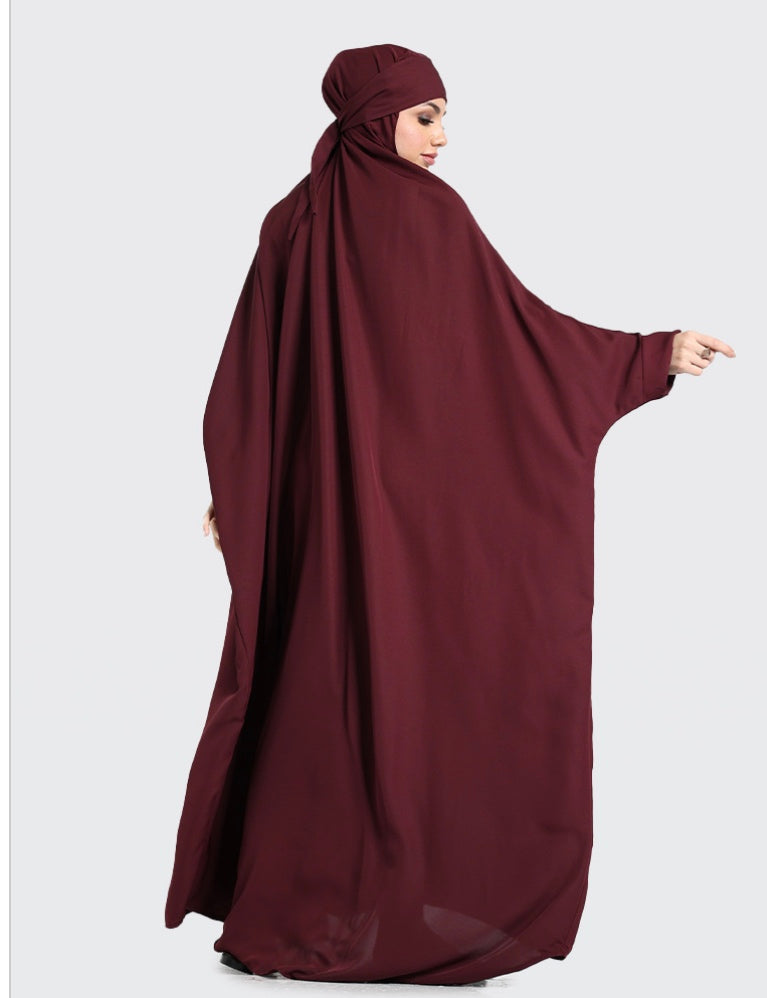 Overhead Full all in one Jilbab - Burgundy Zadina