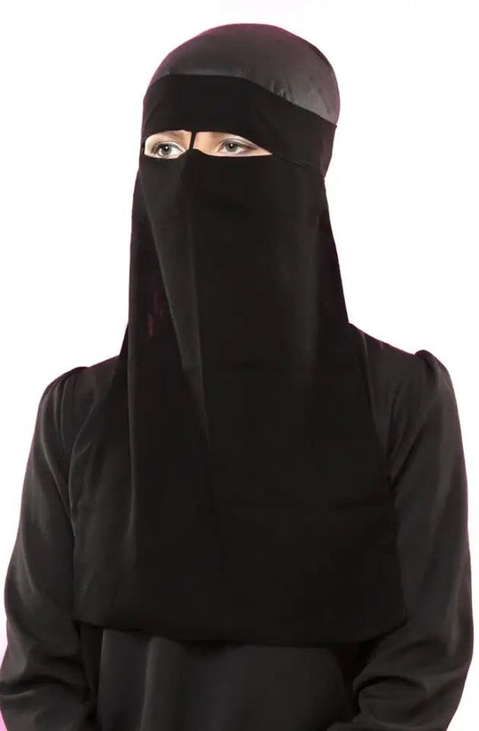Black Niqab/Face Veil with centre string - Ac-05