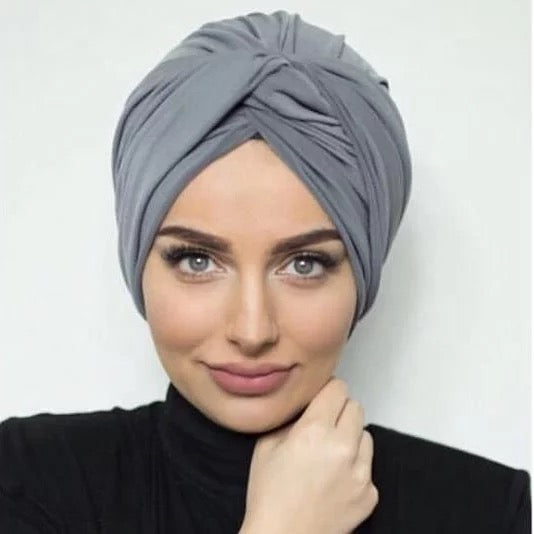 EASY TO WEAR SUEDE TURBAN/CHEMO HIJAB WRAP- TK