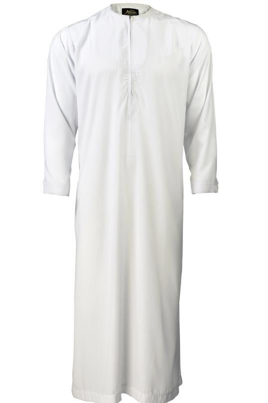 Men’s Zip Thobe  - White Sheen