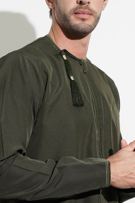 Boys Faris Olive Green Omani Jubba/Thobe