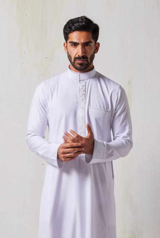 Faris Embroidered White Thobe/Jubba