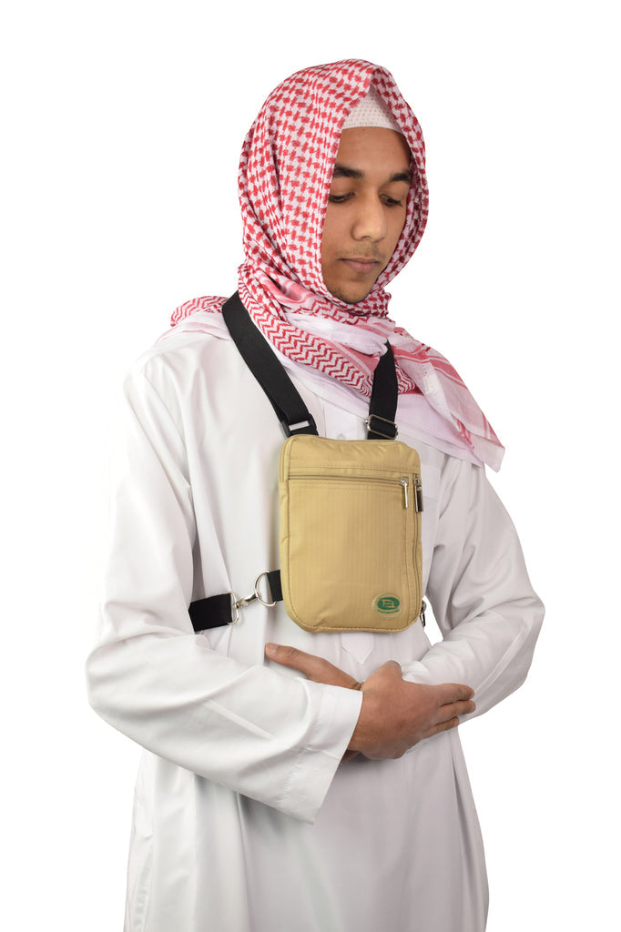 Hajj & Umrah - Anti-Theft Secure Side Bag & Neck Bag by Hajjsafe- Large