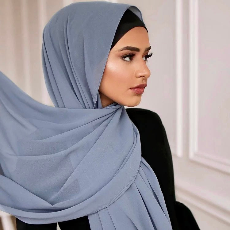 Chiffon Long Hijab/ Scarf CH174- Blue Grey