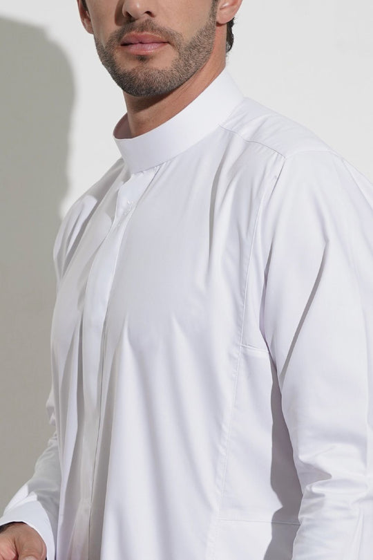 Boys Collar Faris Jubba/Thobe - White