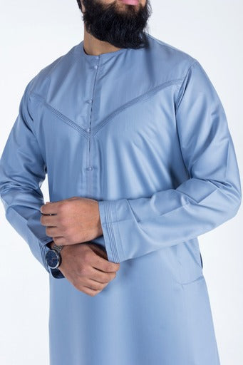 Pleated Al Aniq Thobe/Jubbah - Powder Blue