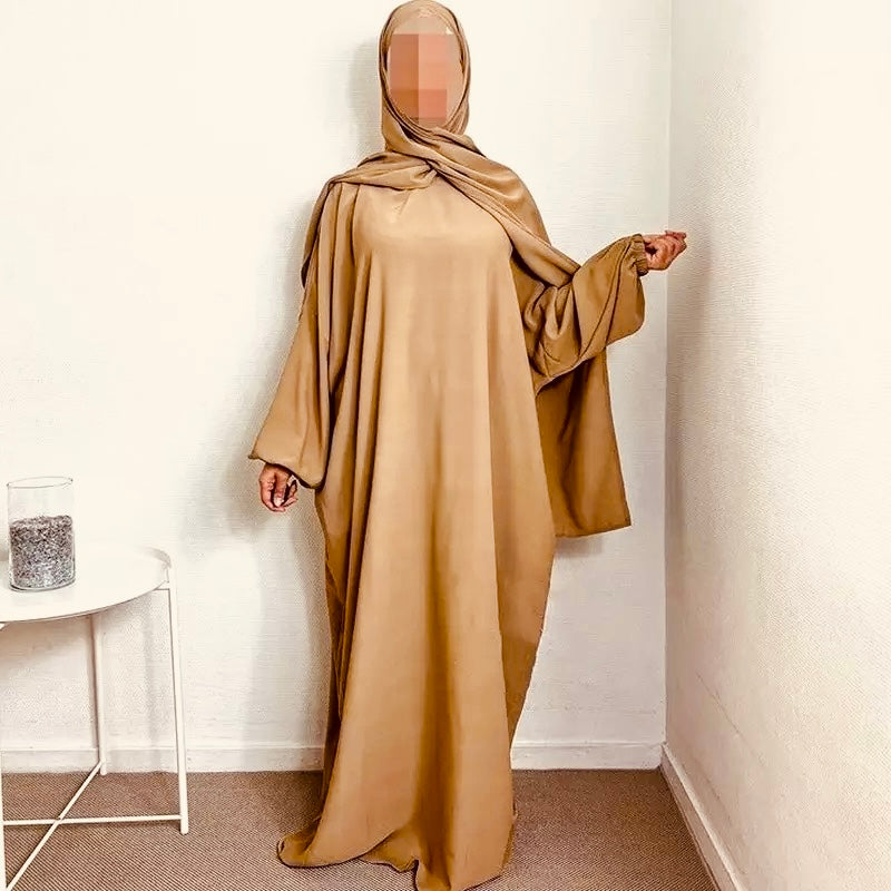 Satin Abaya with attached Hijab/ Scarf - Variety