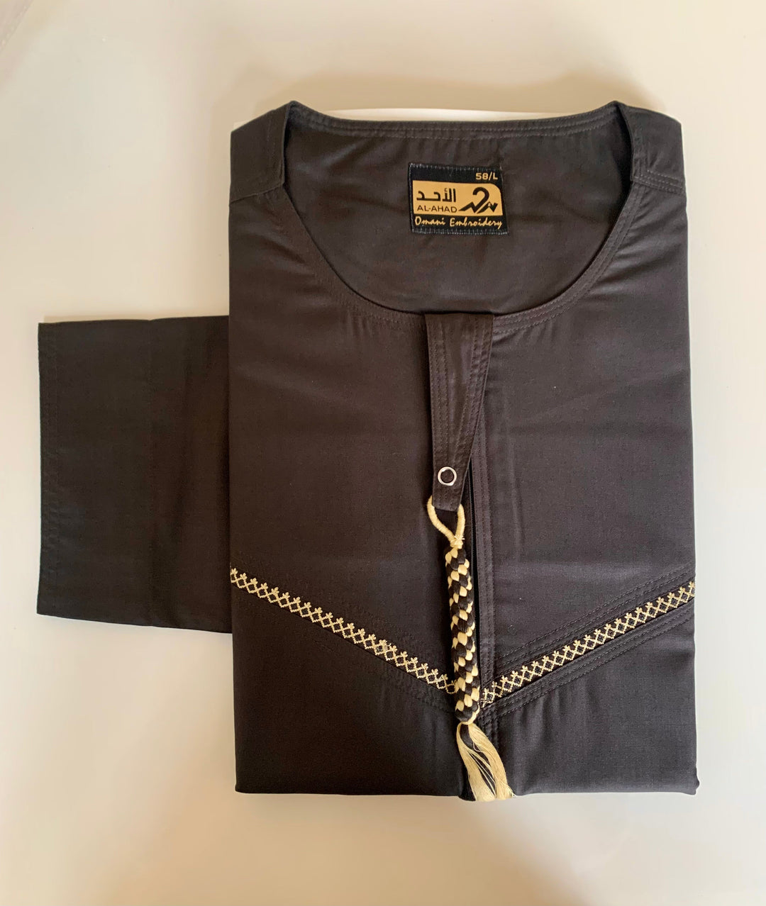 Embroidered Zip Emirati Thobe - Brown Al Ahad