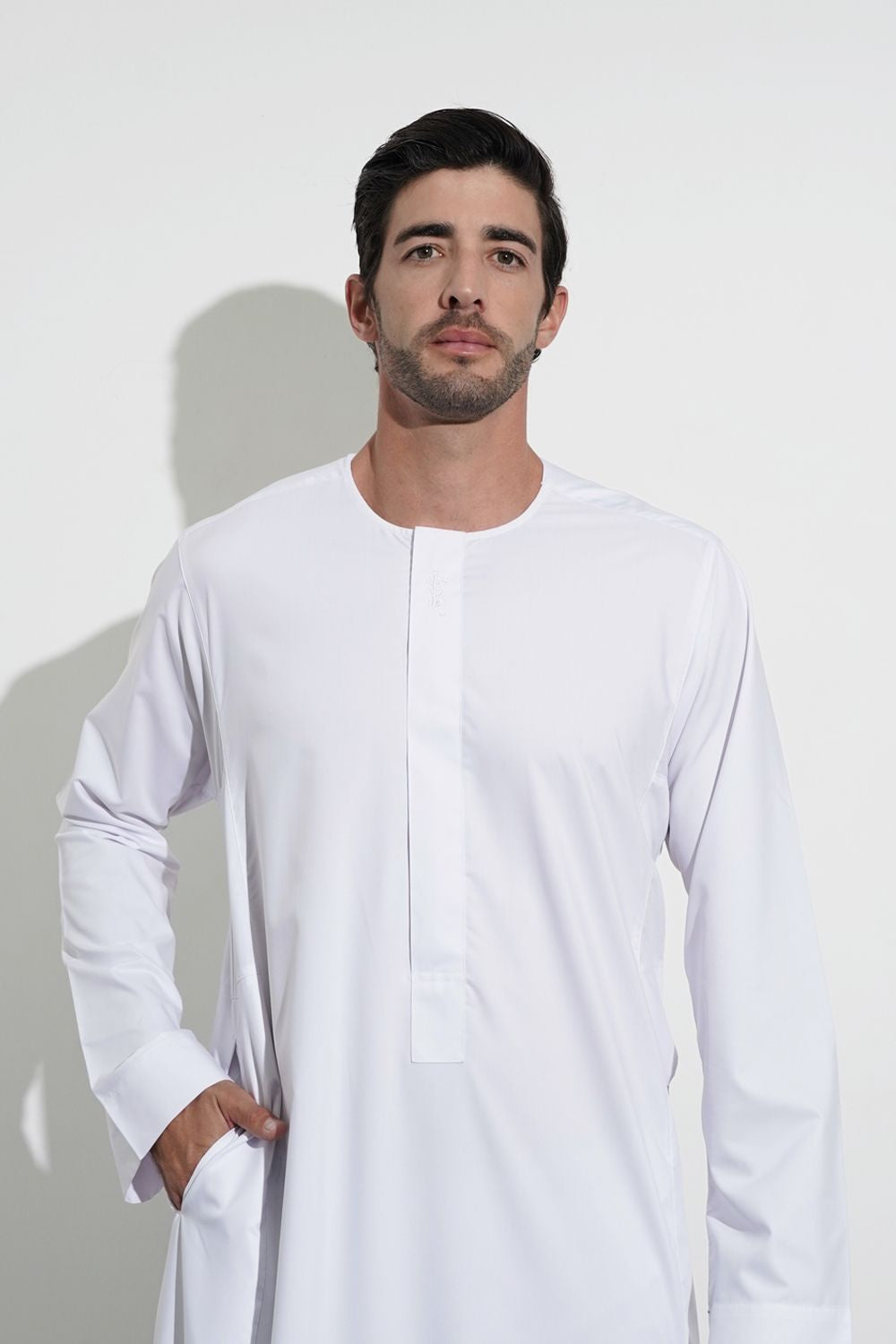 Faris Zip White Jubba/Thobe - White zip