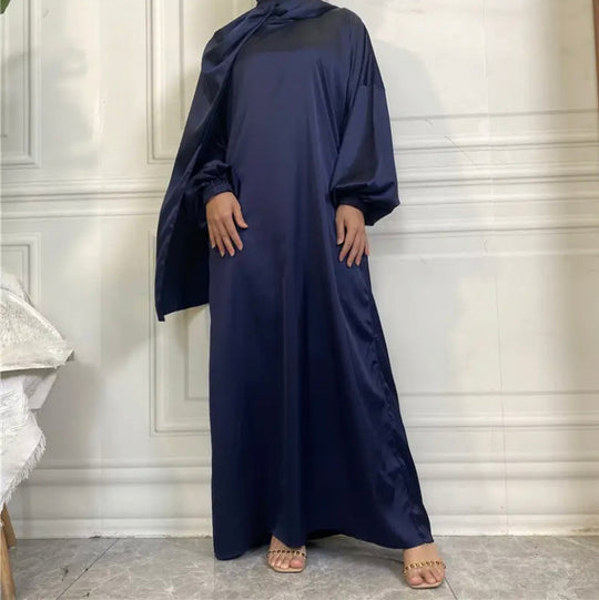 Satin Abaya with attached Hijab/ Scarf - Variety