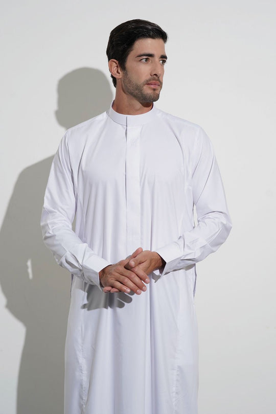 Boys Collar Faris Jubba/Thobe - White