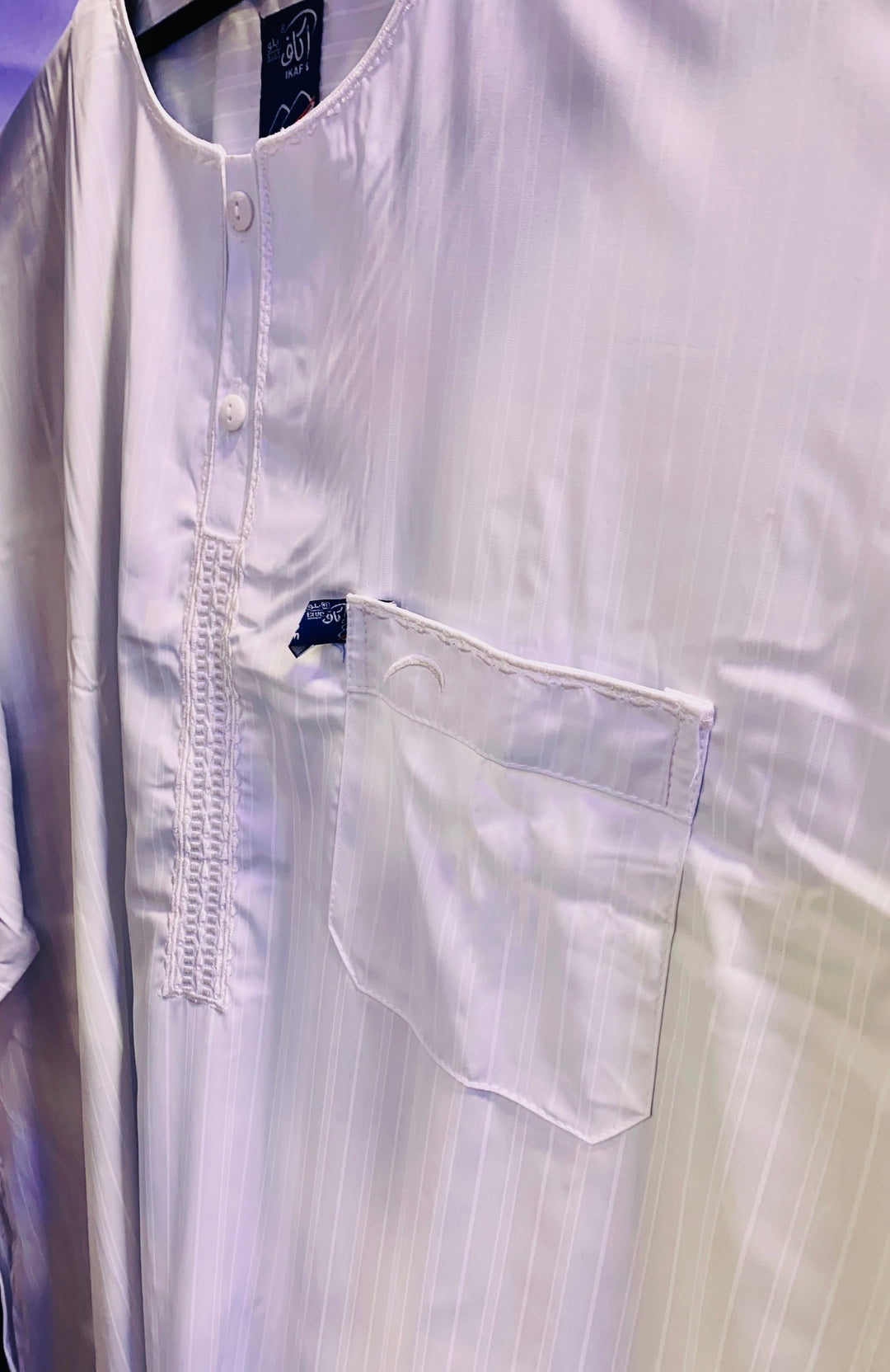 Ikaf Half Sleeve Sheen Thobe/ Jubbah - White